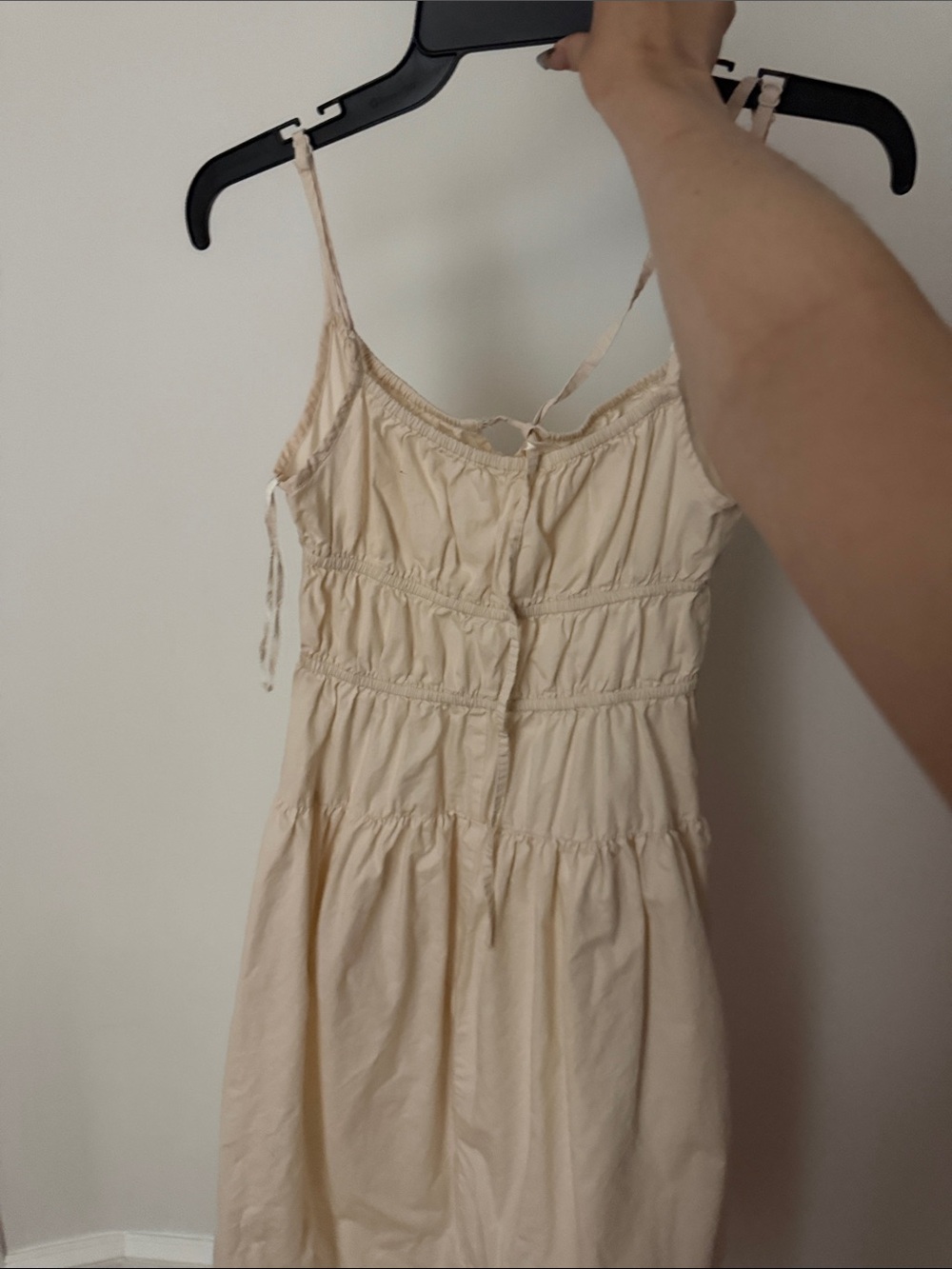Cream Spaghetti Strap Summer Dress